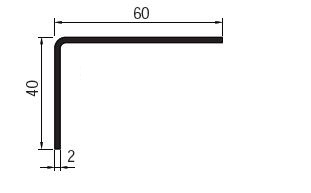 Cornière à angle arrondi 40x60 épaisseur 2