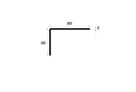 Cornière à angle arrondi 50x80 épaisseur 2