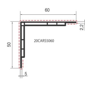 Cornière double paroi 50x60 épaisseur 2,2