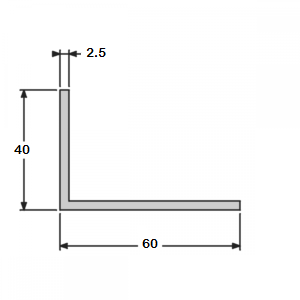 Cornière angle vif 40x60 épaisseur 2,5