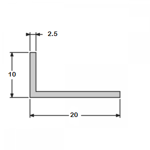 Cornière angle vif 10x20 épaisseur 2,5