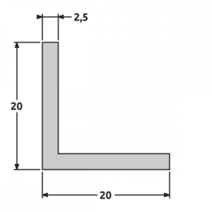 Cornière angle vif 20x20 épaisseur 2,5