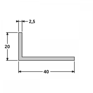 Cornière angle vif 20x40 épaisseur 2,5