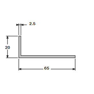 Cornière angle vif 20x65 épaisseur 2,5