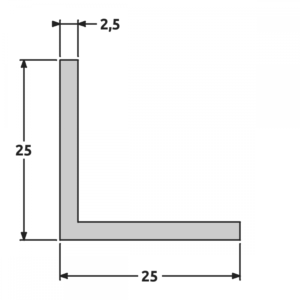 Cornière angle vif 25x25 épaisseur 2,5