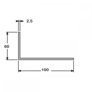 Cornière angle vif 60x100 épaisseur 2,5