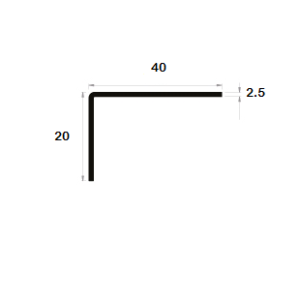 Cornière à angle arrondi 20x40 épaisseur 2,5