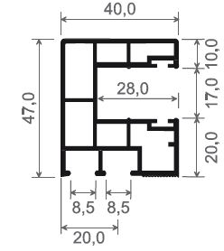 Coulisse/Tapée 40x47 sans joint brosse