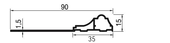 Habillage mouluré pour dormants de rénovation 90x15 épaisseur 1,5