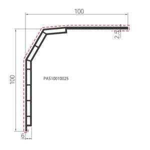 Cornière à pan coupé double paroi 100x100 épaisseur 2,5