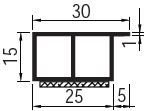 Profilé PVC pour compensation à ailette avec adhésif double face de 30 épaisseur 15