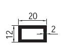 Profilé tubulaire sans adhésif de 20x12 épaisseur 2