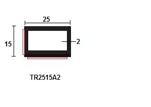 Profilé tubulaire avec adhésif double face de 25x15 épaisseur 2