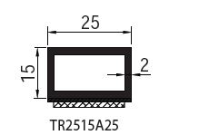 Profilé tubulaire avec adhésif double face de 25x15 épaisseur 2