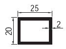 Profilé tubulaire sans adhésif de 25x20 épaisseur 2