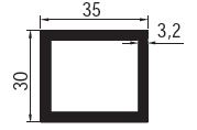 Profilé tubulaire sans adhésif de 35x30 épaisseur 3,2