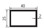Profilé tubulaire sans adhésif de 40x25 épaisseur 2