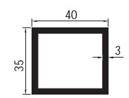 Profilé tubulaire sans adhésif de 40x35 épaisseur 3