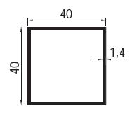 Profilé tubulaire sans adhésif de 40x40 épaisseur 1,4