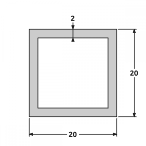 Tube 20x20 brut