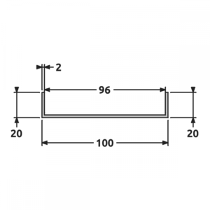 U 20x100x20 mat/satiné