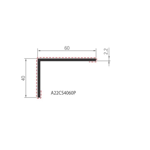 Cornière Aluminium 40x60 épaisseur 2,2