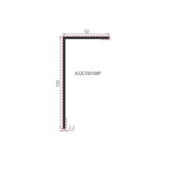 Cornière Aluminium 50x100 épaisseur 2,2