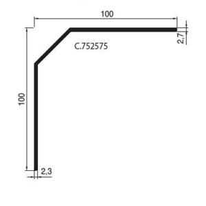 Cornière à pan coupé 75x25x75