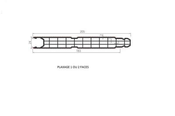 Planche copropan tricellulaire 205x24 plaxé 2 faces