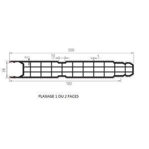 Planche copropan tricellulaire 205x28 plaxé 1 face