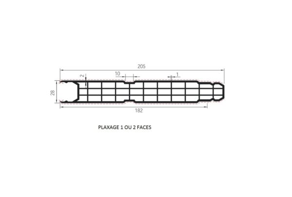 Planche copropan tricellulaire 205x28 plaxé 1 face